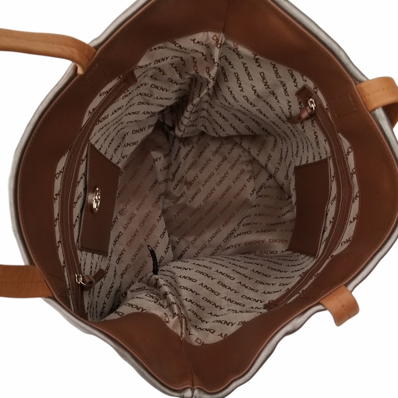 DKNY Donna Karan Soft Metallic Leather Tote Bag - Picture 9 of 15